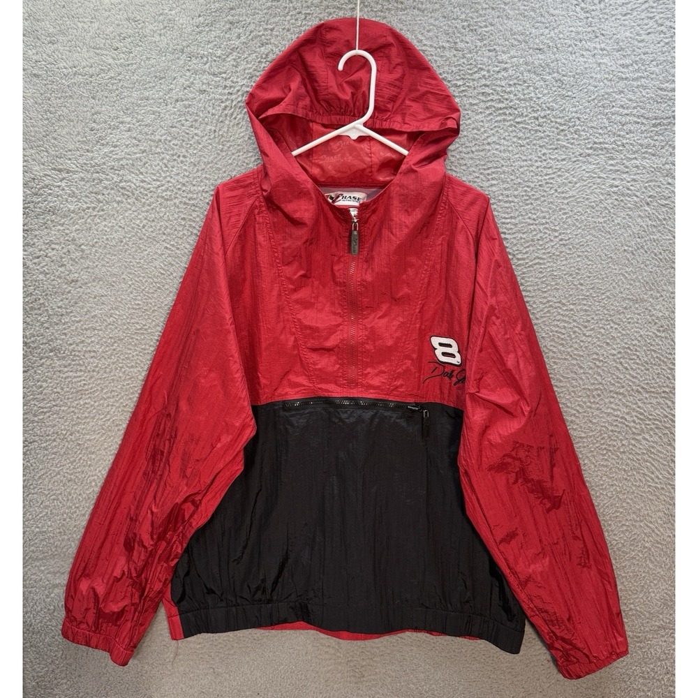 Vintage Chase Authentics Jacket Adult 2XL XXL Red Windbreaker Dale Earnhardt Y2K